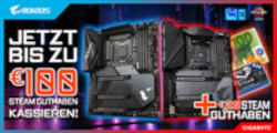 Gigabyte / Aorus X570-, B550- und Z590-Mainboards mit bis zu 100 Euro Cashback & 20 Euro Steam-Guthaben!