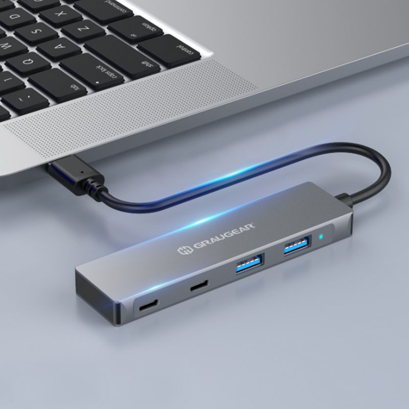 Graugear USB Hub, 4 Ports, 2x USB-A, 2x USB-C, inkl. USB-C Adapter